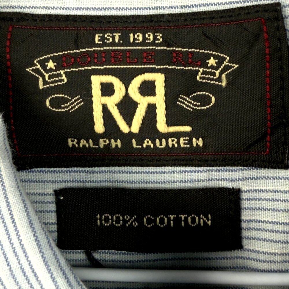 RRL Ralph Lauren Vintage Indigo Pinstripe Work Shirt Large – Heritage Oxford - Picture 5 of 14